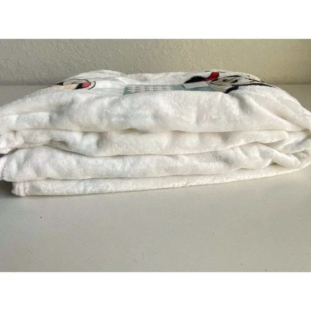 Disney Mickey Minnie Mouse Christmas SanTa Hat Soft Plush Throw‎ Blanket 50x70”